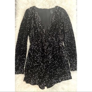 Black Sequin Sexy Romper
